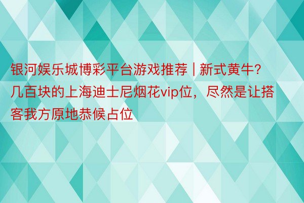 银河娱乐城博彩平台游戏推荐 | 新式黄牛？几百块的上海迪士尼烟花vip位，尽然是让搭客我方原地恭候占位