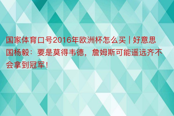 国家体育口号2016年欧洲杯怎么买 | 好意思国杨毅：要是莫得韦德，詹姆斯可能遥远齐不会拿到冠军！