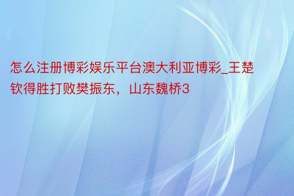 怎么注册博彩娱乐平台澳大利亚博彩_王楚钦得胜打败樊振东，山东魏桥3